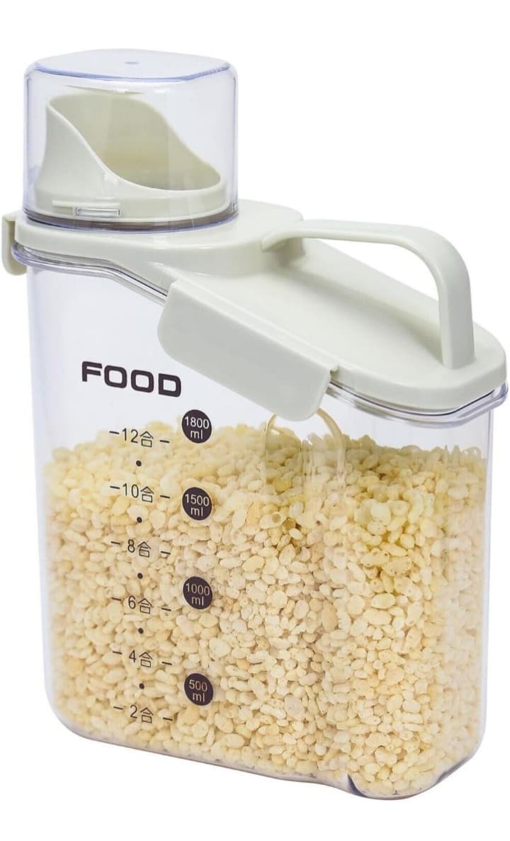 Airtight Food Storage Container with Measuring Cup Pour Spout and Handle