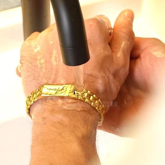 Personalized Gold Finish Stainless Steel Name Bracelet for Men & Women alternate