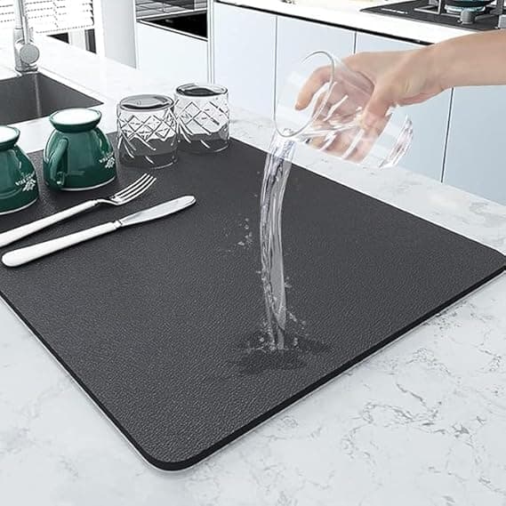 VALDIVIAN Large Water-Resistant Kitchen Sink Drying Mat – Ultra Absorbent Dish Drying Pad for Kitchen Counter