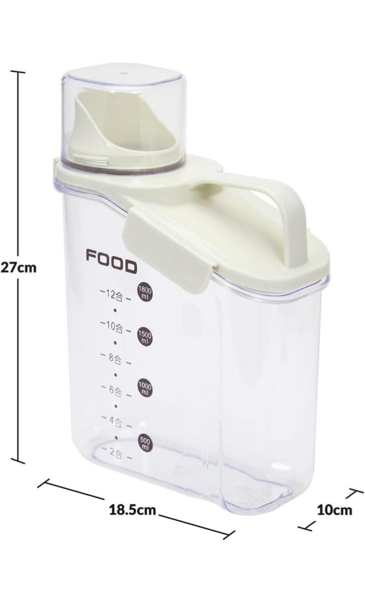 Airtight Food Storage Container with Measuring Cup Pour Spout and Handle