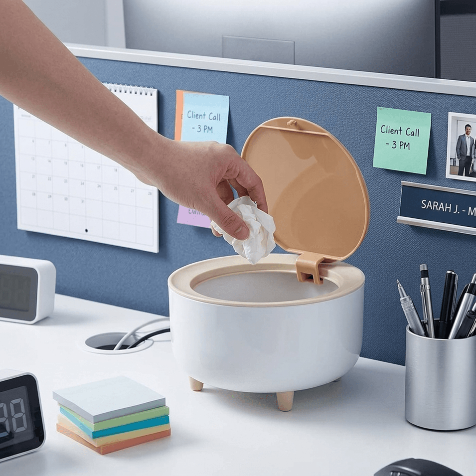 Mini Desktop Trash Can with Lid – Compact Plastic Garbage Bin for Kitchen, Bathroom, Bedroom & Office Table alternate