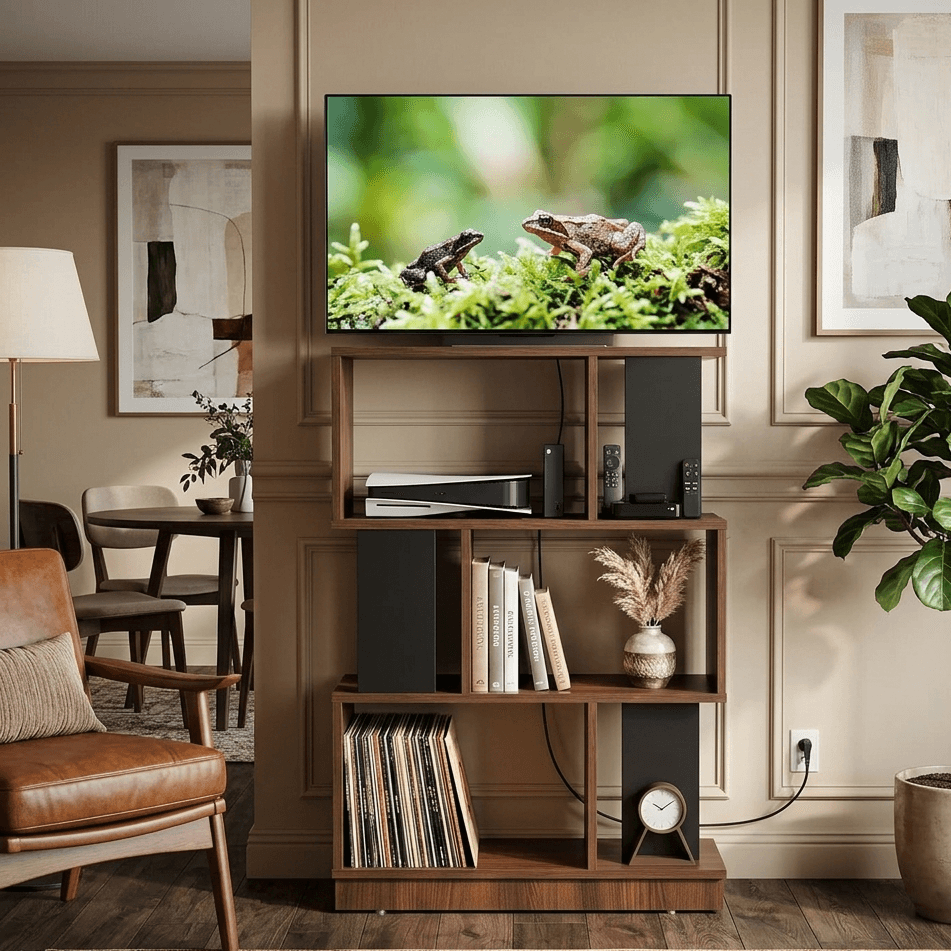 Modern 3-Tier S-Shaped Geometric Bookshelf & Display Rack