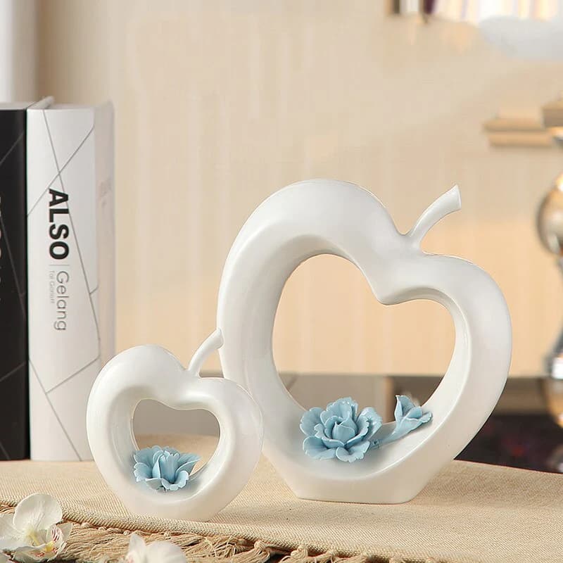 Modern Ceramic Love Apple Home Decor | Luxury Glossy Ceramic Decorative Sculpture Gift