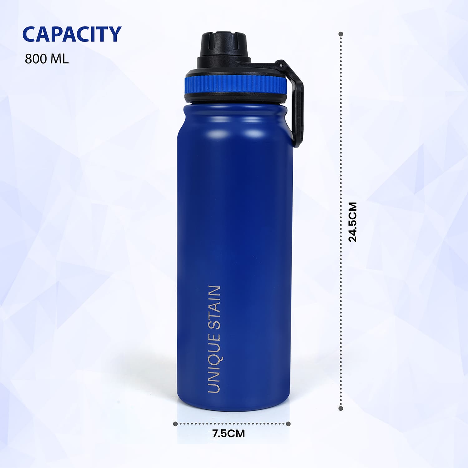 Unique Stain Insulated Stainless Steel Water Bottle with Carry Handle - Deep Blue alternate
