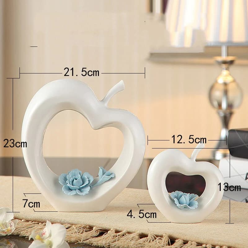 Modern Ceramic Love Apple Home Decor | Luxury Glossy Ceramic Decorative Sculpture Gift