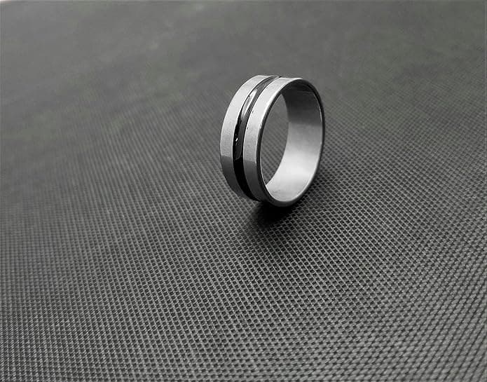 Minimalist Stainless Steel Double Line Couple Rings Set