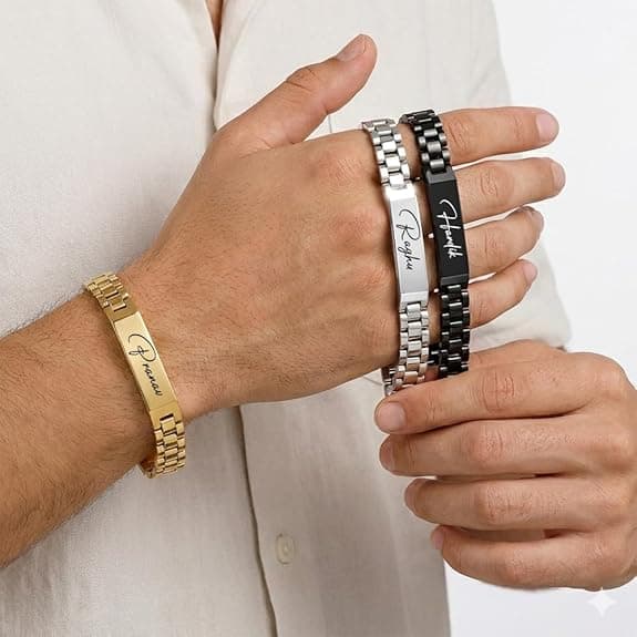 Personalized Gold Finish Stainless Steel Name Bracelet for Men & Women