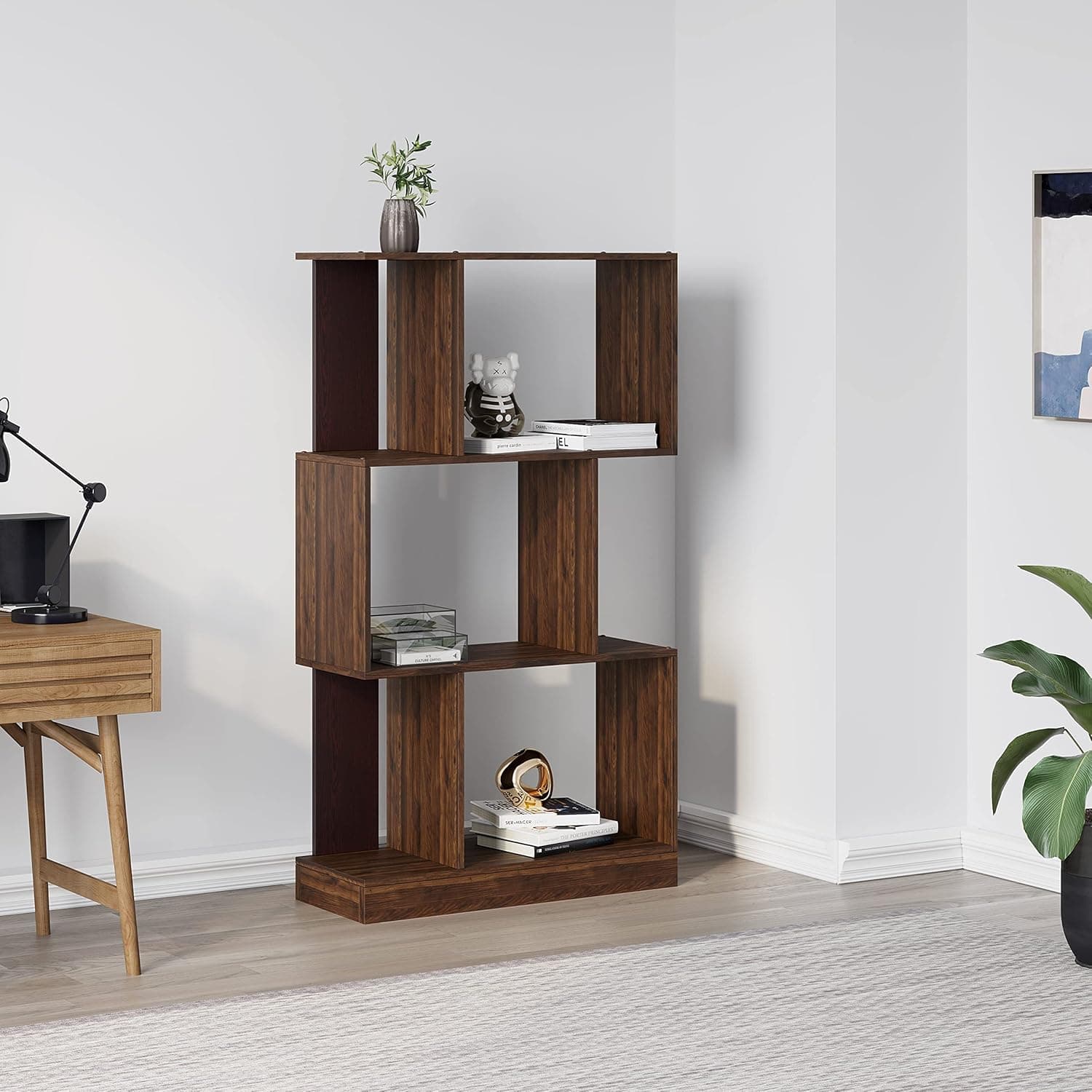 Modern 3-Tier S-Shaped Geometric Bookshelf & Display Rack alternate