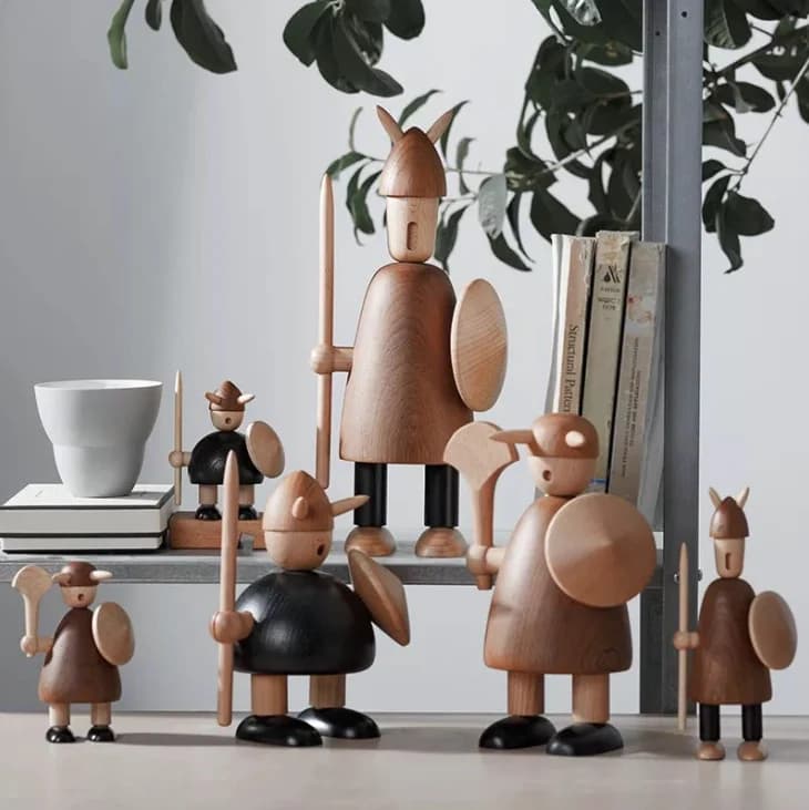 Wooden Vikings Creative Home Decor – Handmade Nordic Viking Wooden Figurine Sculpture
