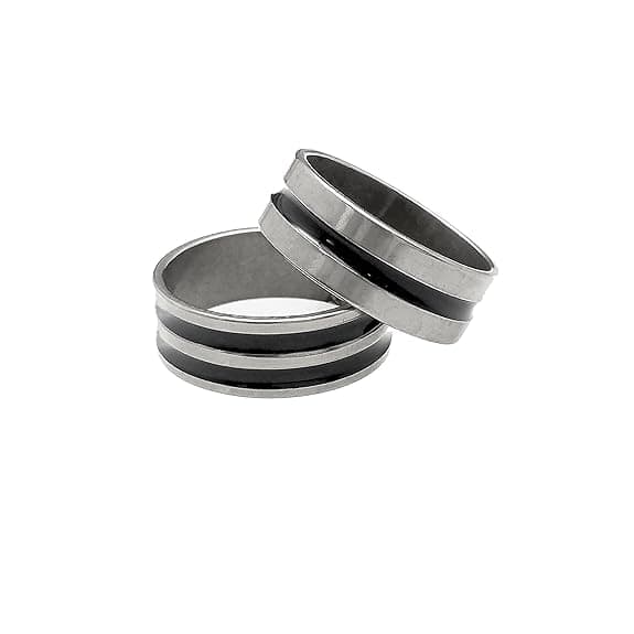 Minimalist Stainless Steel Double Line Couple Rings Set
