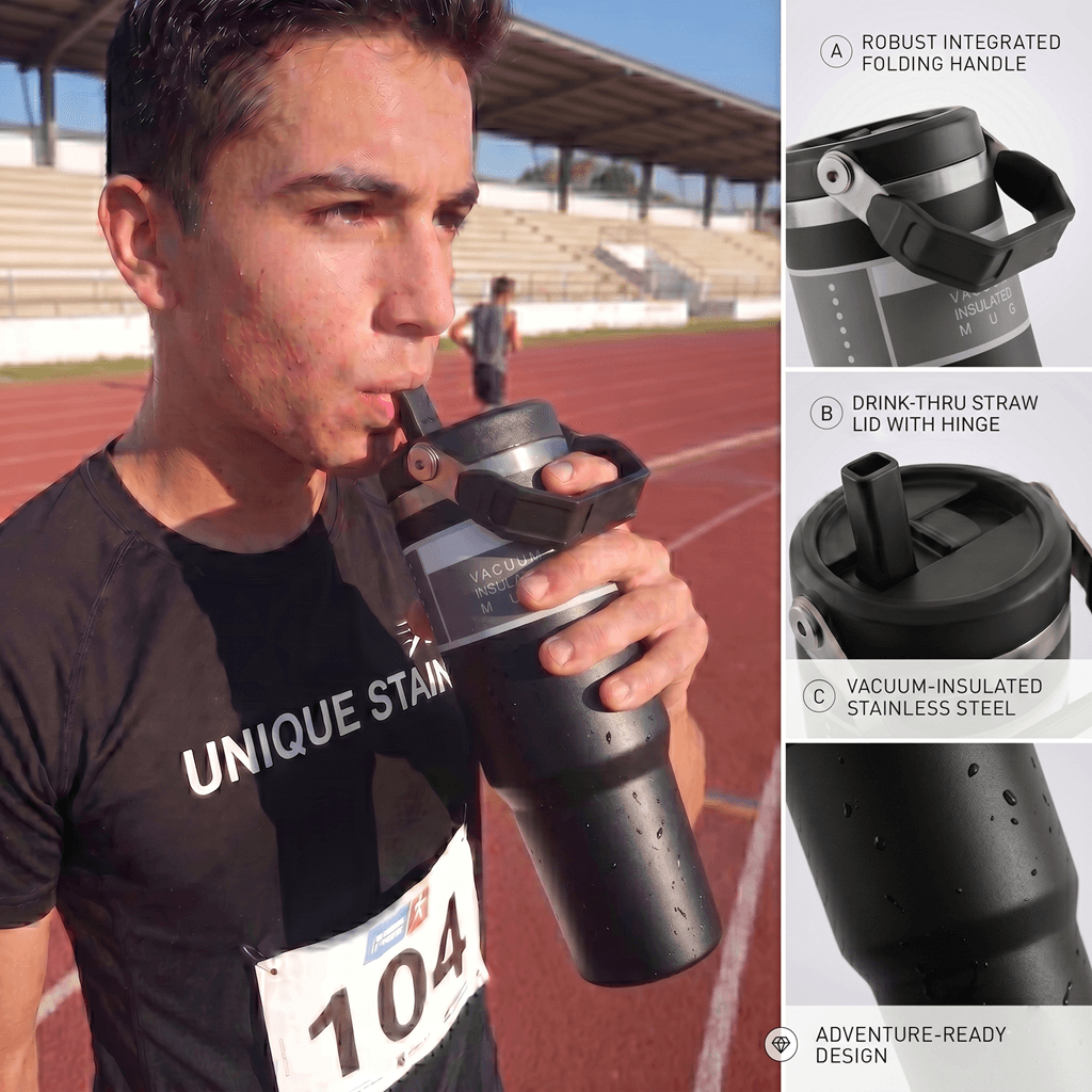 Premium 30oz Stainless Steel Insulated Tumbler with Handle & Straw Lid – Leakproof Travel Mug alternate