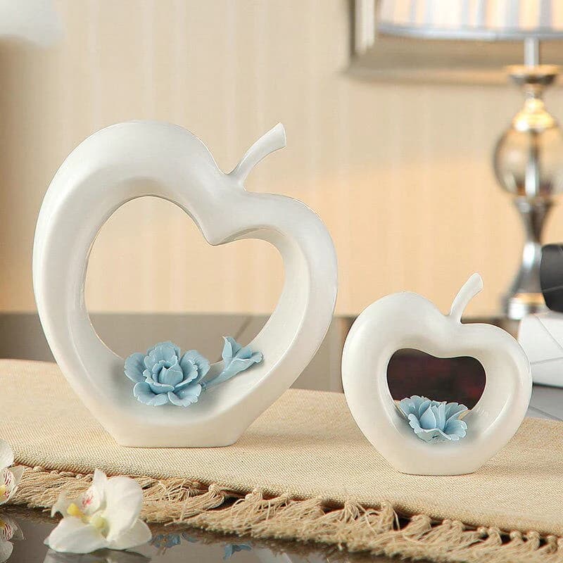 Modern Ceramic Love Apple Home Decor | Luxury Glossy Ceramic Decorative Sculpture Gift