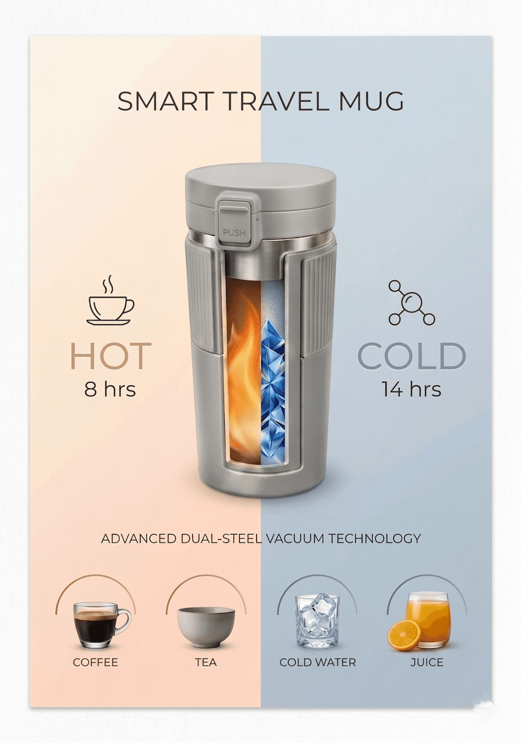500ml Eco-Friendly Vacuum Insulated Stainless Steel Coffee Mug – Double Wall Reusable Travel Tumbler with Spill-Resistant Lid – product information