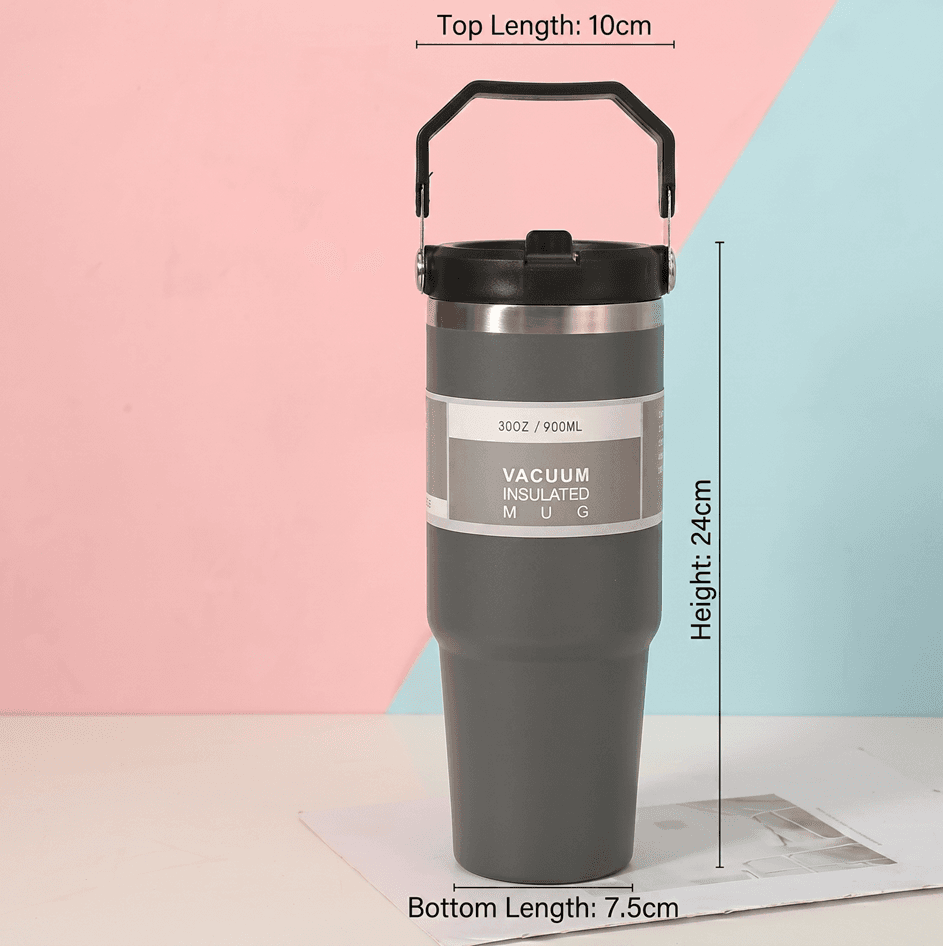 Premium 30oz Stainless Steel Insulated Tumbler with Handle & Straw Lid – Leakproof Travel Mug alternate
